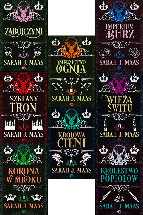 Maas Sarah pakiet 8x Szklany Tron (wraz z Zabójczyni), ilustrowane brzegi, twarda oprawa