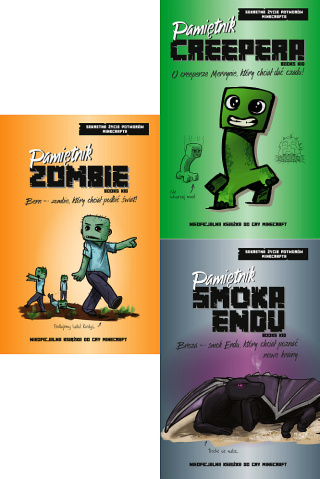 Minecraft pakiet 3x Sekretne Życie Potworów Minecrafta - Pamiętnik Smoka / Zombie / Creepera