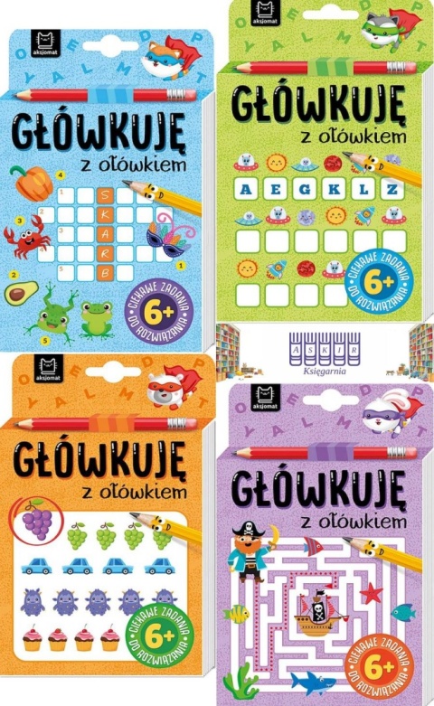 Główkuję Z Ołówkiem x4 - Łamigłówki / Krzyżówki / W Podróży / Na Wakacjach
