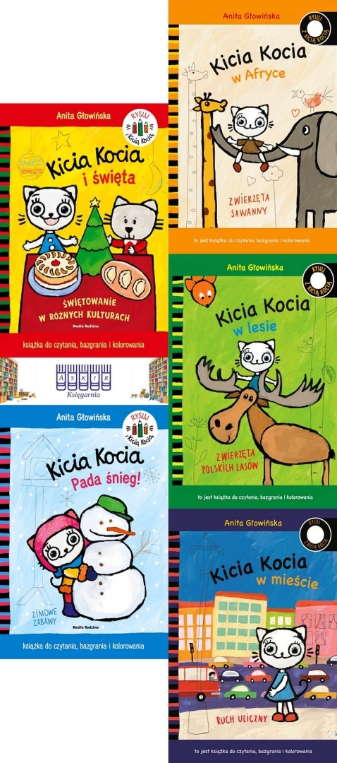 Głowińska pakiet 5x Kicia Kocia Kolorowanki Mieście Święta Afryce